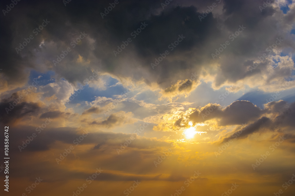 Nice sunset sky with clouds in Thailand