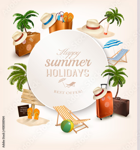 Fototapeta Naklejka Na Ścianę i Meble -  Set of vacation related icons. Vector.