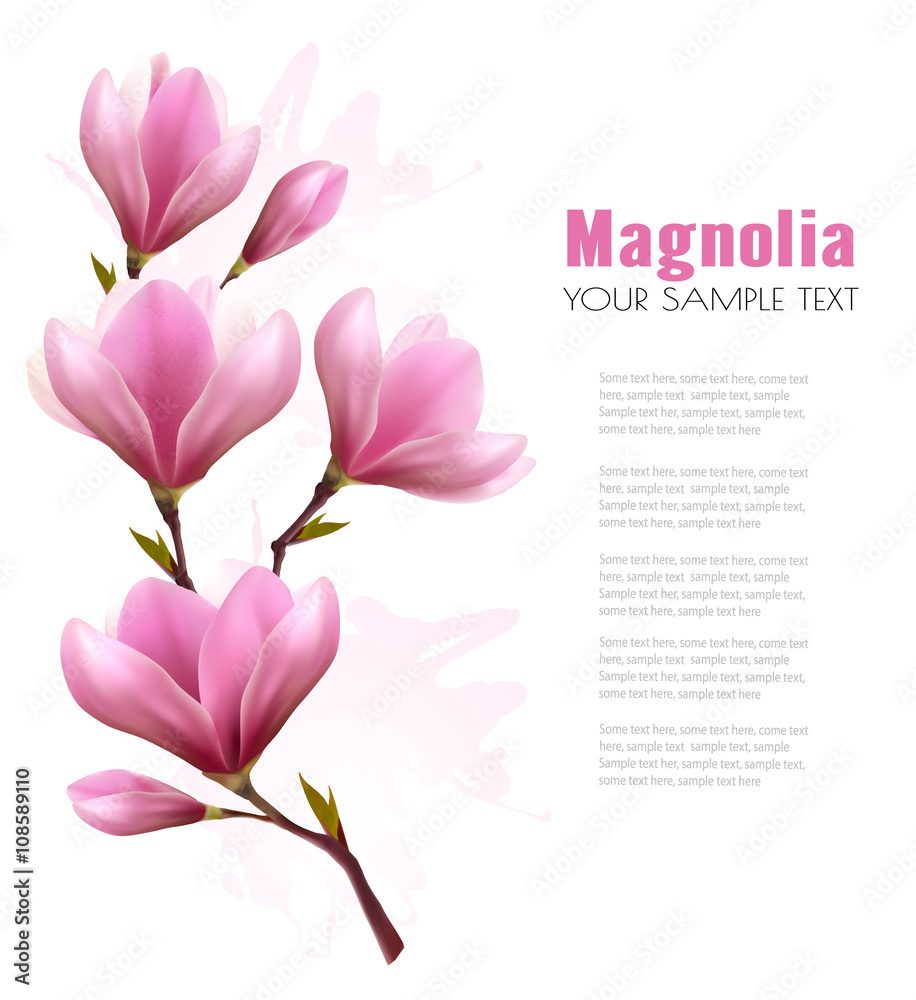 Nature background with blossom branch of pink flowers and butter Nature background with blossom branch of pink flowers and butter