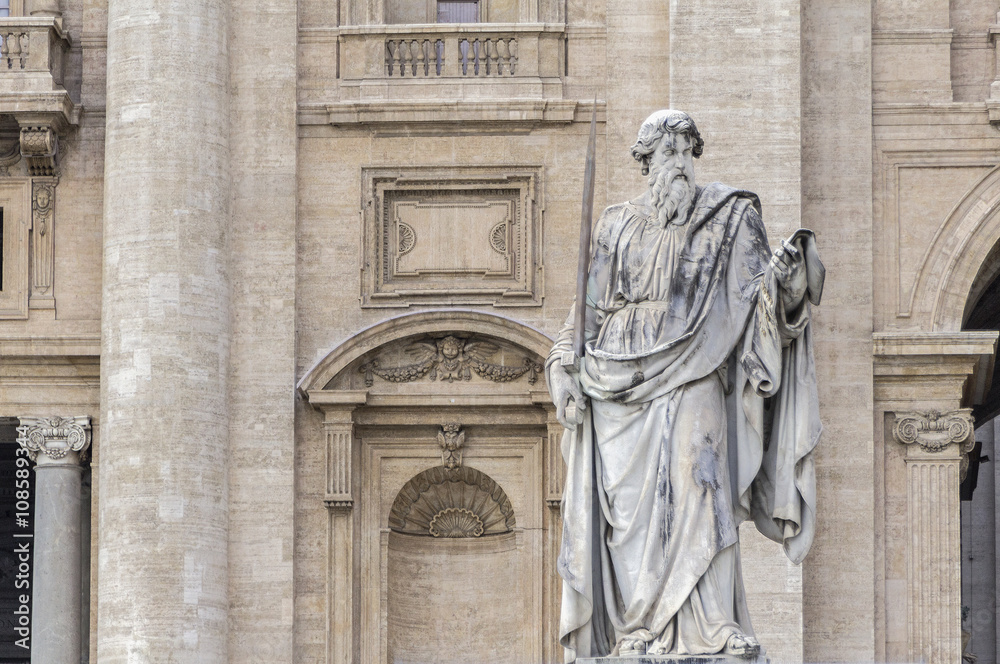 Statue of St. Paul in St. Peters Square (Rome, Italy)