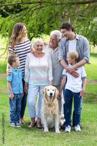 Family with dog in the park