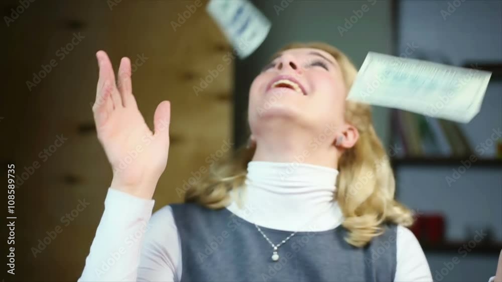 Woman won a large sum of money in lottery. Luck and happiness, excited person Woman won a large sum of money in lottery. Luck and happiness, excited person
