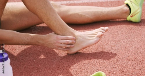 Sportsman hurting his foot