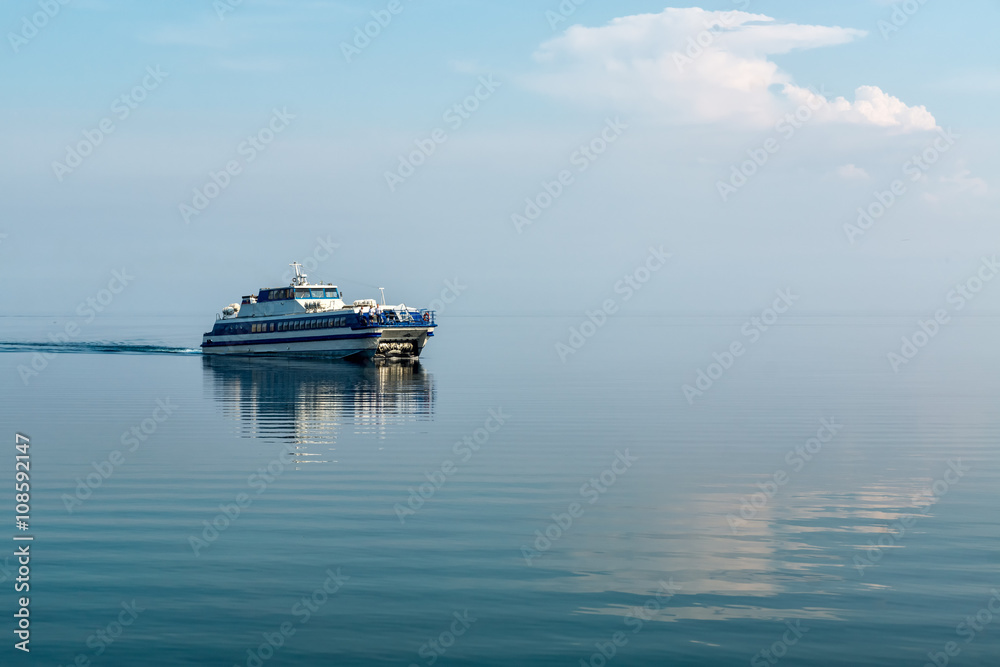 Ship sailing on lake Baikal