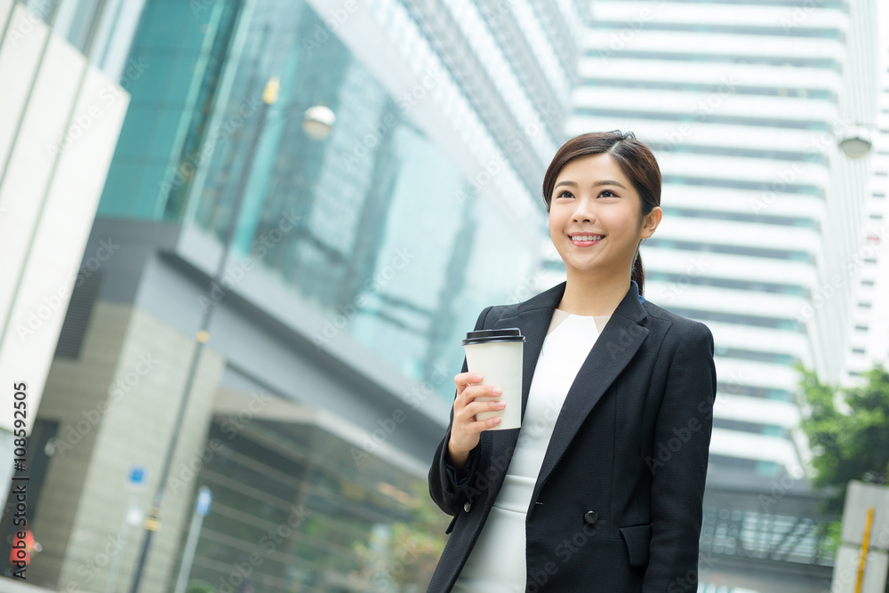 Asian business woman drink with coffee Asian business woman drink with coffee
