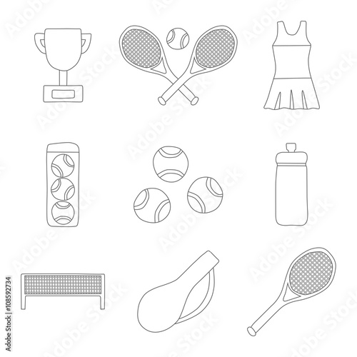 Vector cartoon tennis icons