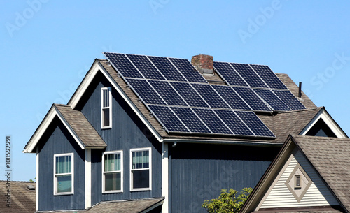 Solar panels on the roof of a home