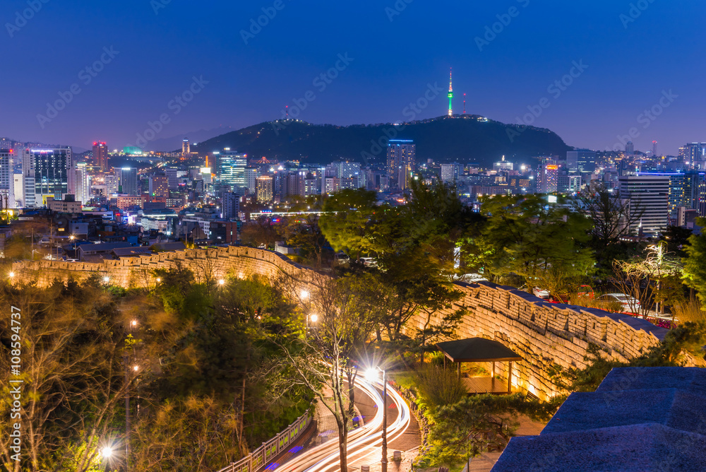 Seoul at night, South Korea city skyline