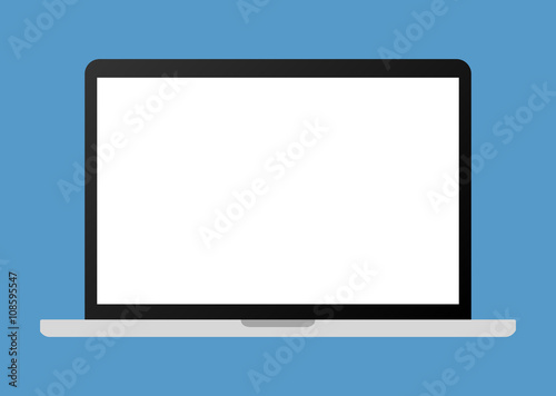 Portable laptop personal computer flat vector illustration for websites 
