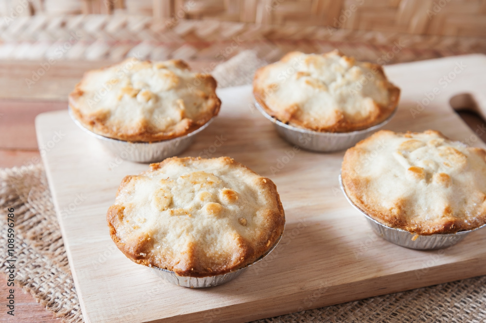 Cupcake strawberry fruit on wooden