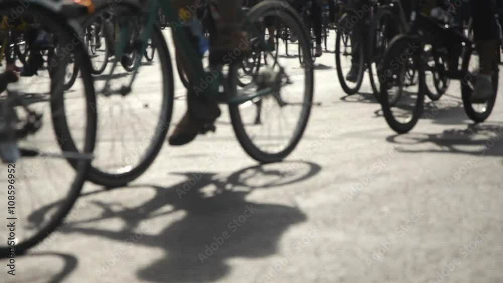 Group of cyclists on street Group of cyclists on street