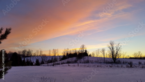 Scenic Sunset View in Winter