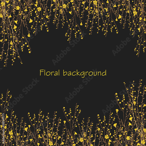 floral background with hand drawn branch of flax