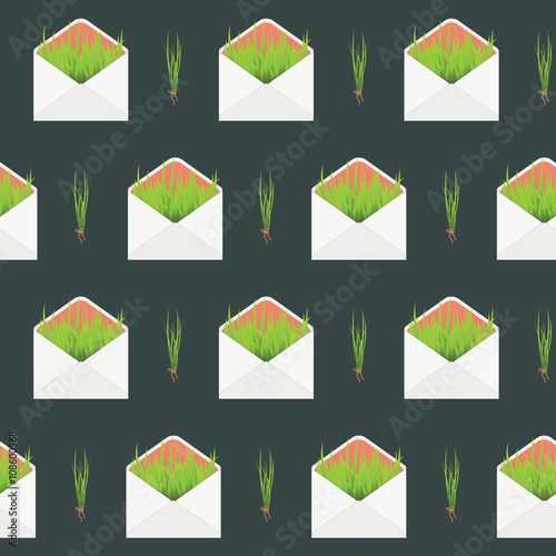 seamless pattern with envelope and grass