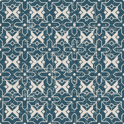 Seamless worn out antique background 137_Islam cross star geometry