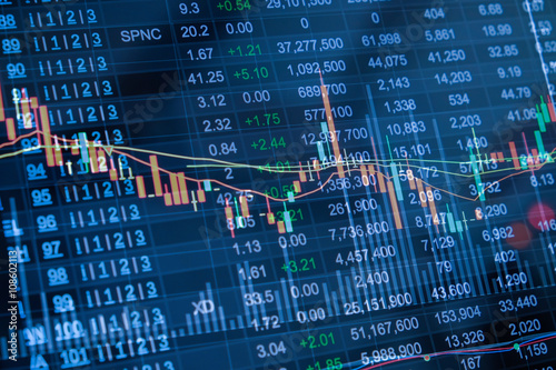 фотографія Stock market chart, Stock market data on LED display concept
