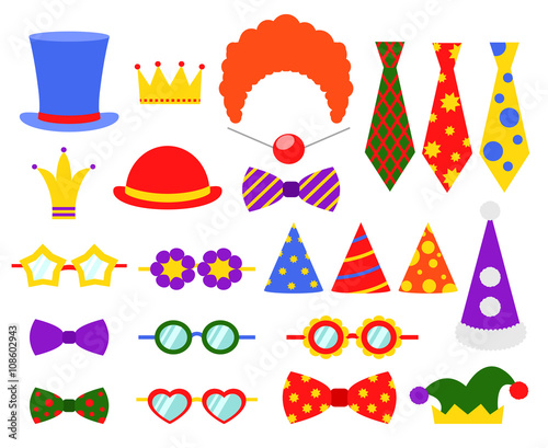 Circus photo booth vector set