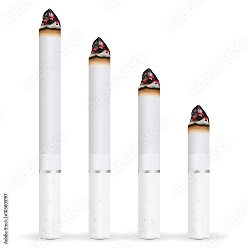 Burning cigarette. Levels of burning