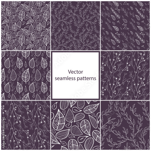 Set of eight seamless Floral patterns.