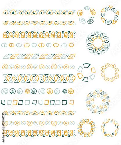 A set of custom brushes. Tribal style. Aztec pattern.