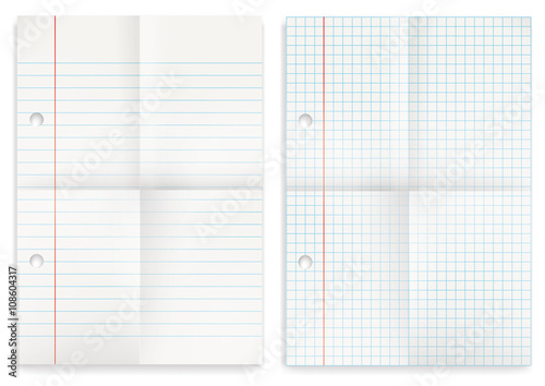 2 Papers Set Squared Feint Ruled Folded
