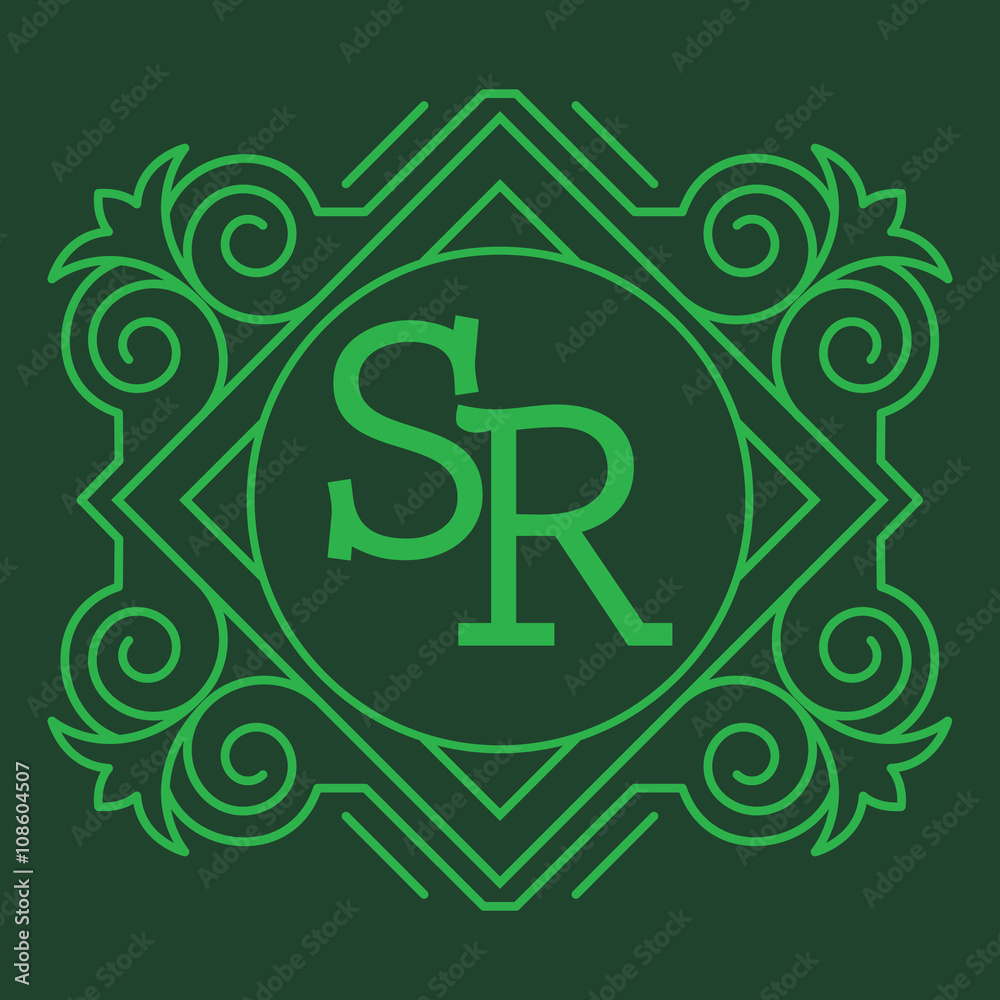 Obraz premium Luxury logo template flourishes calligraphic elegant ornament lines. Business sign, monogram identity for Restaurant, Boutique, Cafe, Hotel, Heraldic, Jewelry, Fashion and other vector illustration