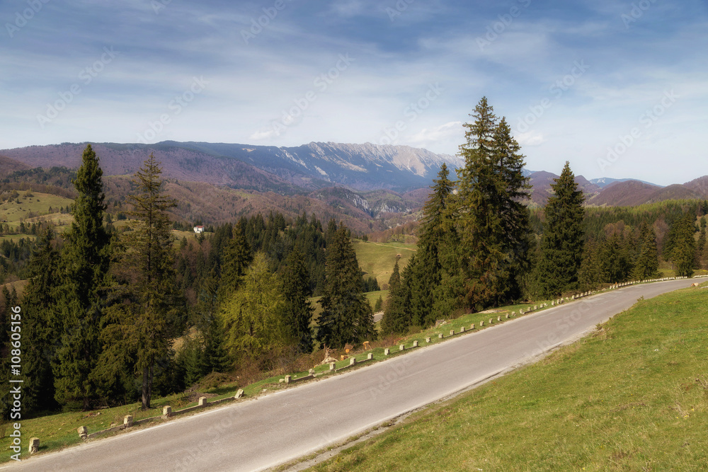 Mountain road. Rucar - Bran highway, Romania