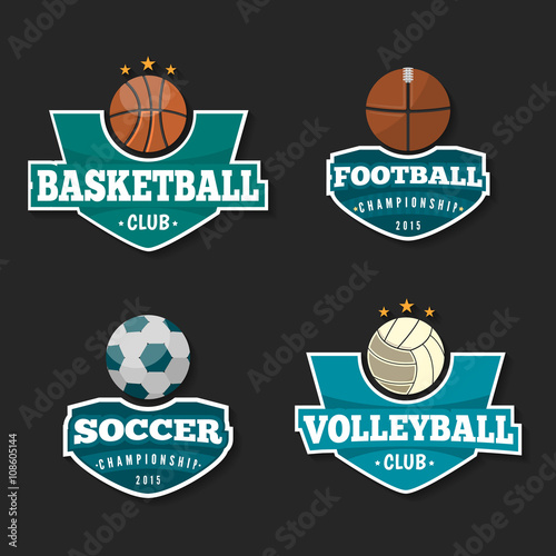 Four sport disciplines, vector set badges. © olimpvector