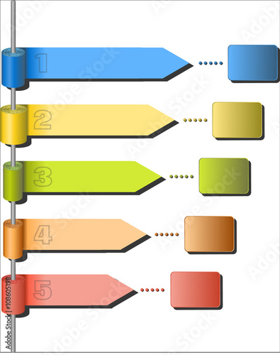 Vector rolls of colored papers at metal rod as infographic template