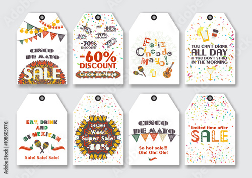 Price sale tags set for the Mexican holiday Cinco de Mayo.