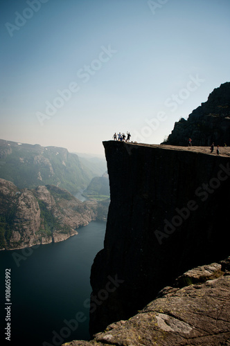 Preikestolen - pulpit rock above Lysefjord in Norway.