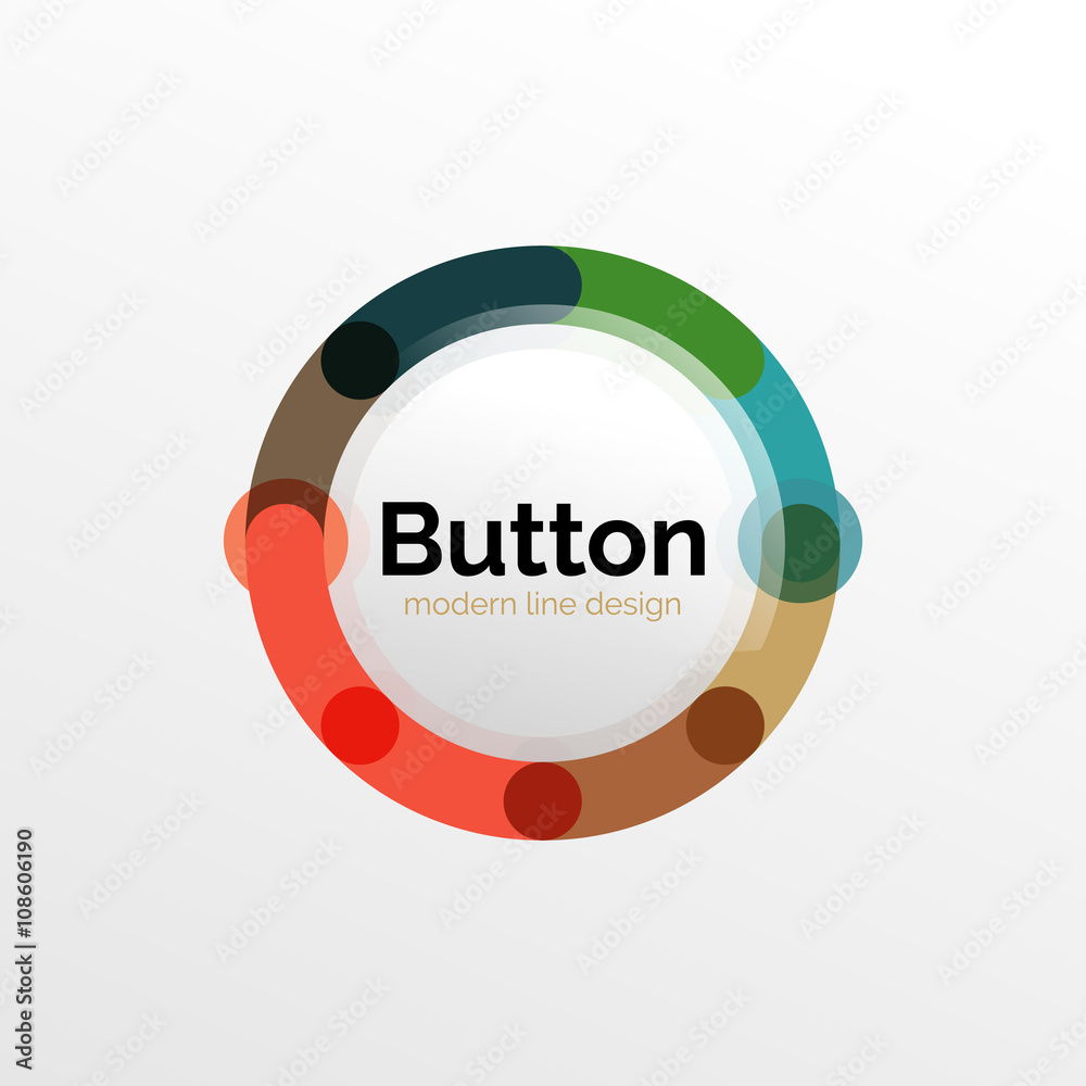 Thin line design geometric button, flat illustration Thin line design geometric button, flat illustration