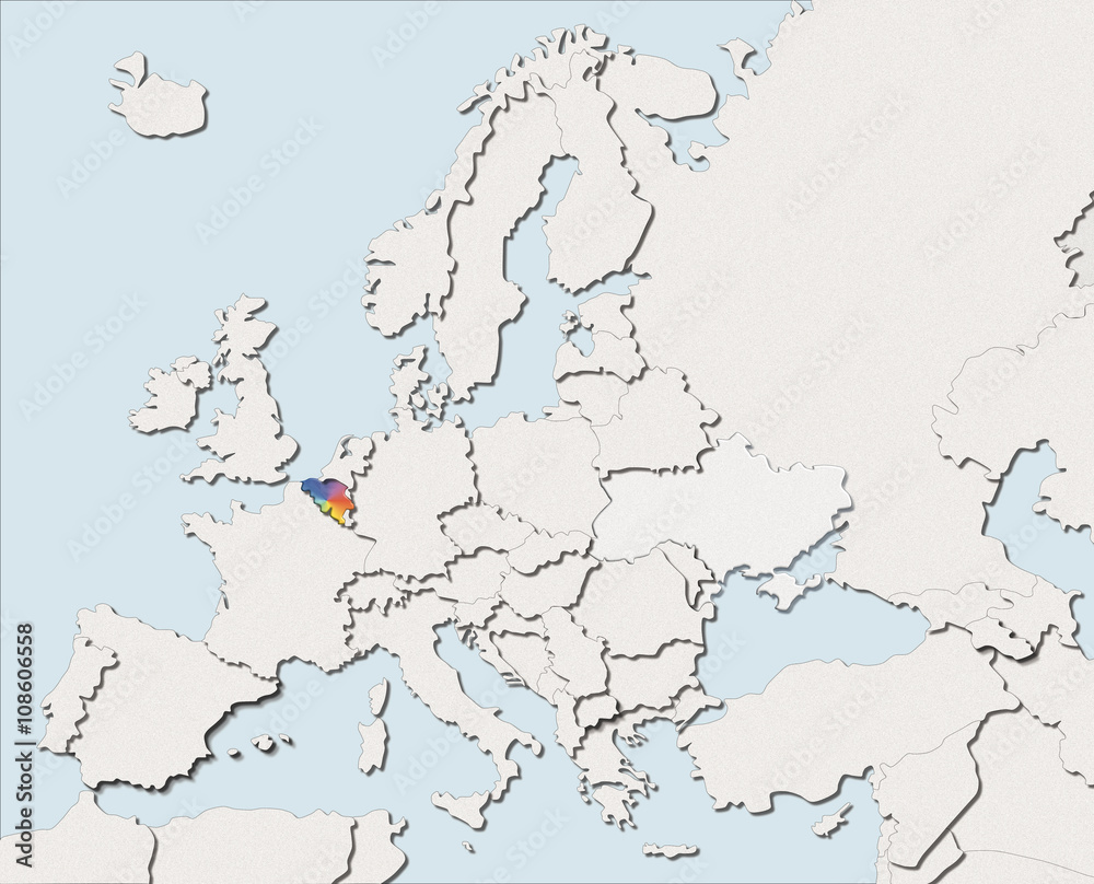 Mappa EU bianca e colore Belgium
