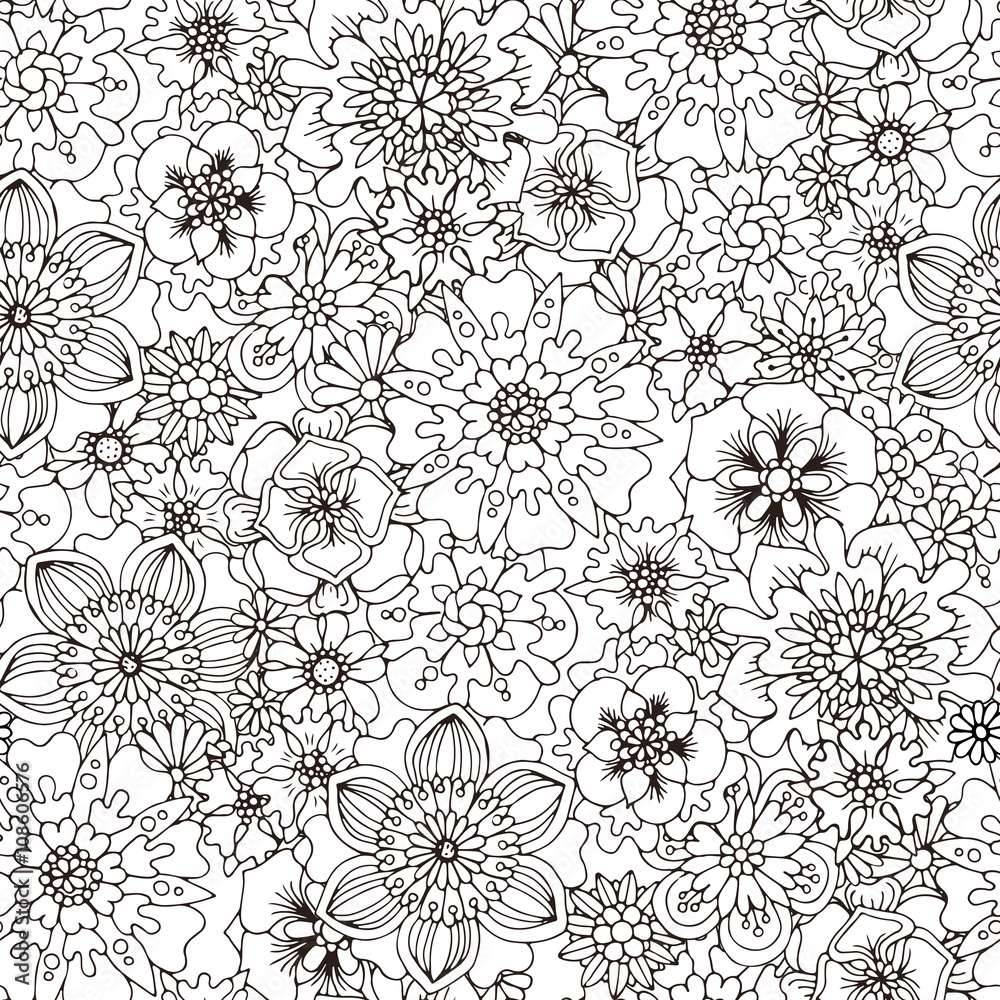 black and white seamless pattern for coloring