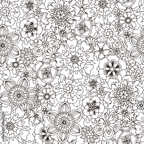 black and white seamless pattern for coloring