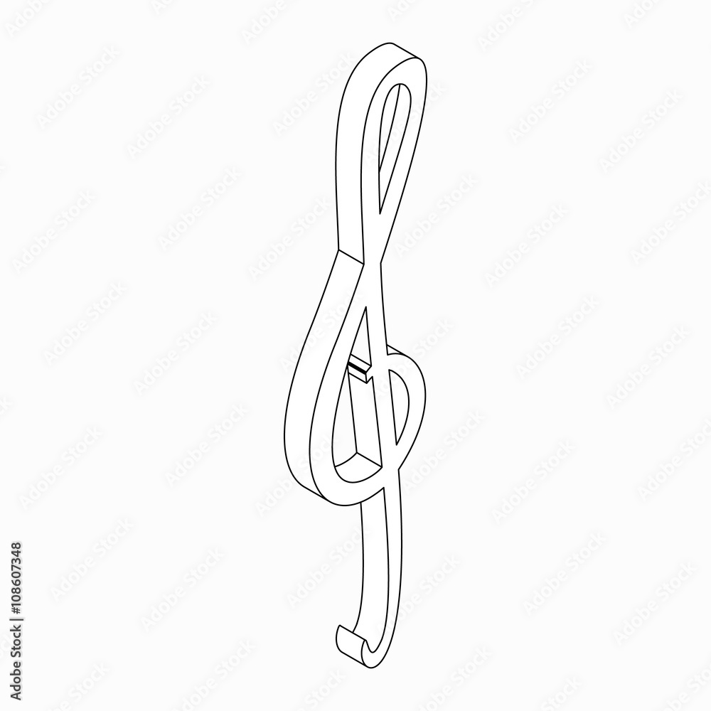 Violin clef icon, isometric 3d style Violin clef icon, isometric 3d style