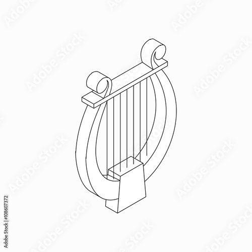 Lyre icon, isometric 3d style