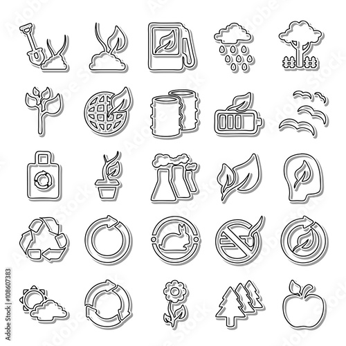 Ecology line icon set 