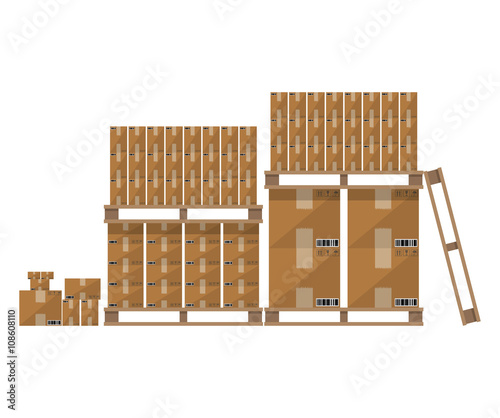 Brown carton box wooden pallet