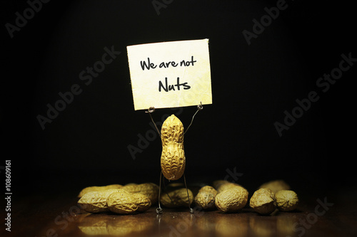 Peanut holding a protest poster by raised hands photo