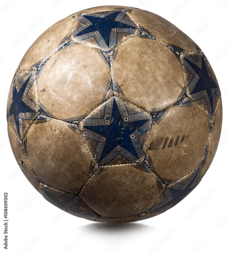 Naklejka premium Old Soccer Ball Isolated on White