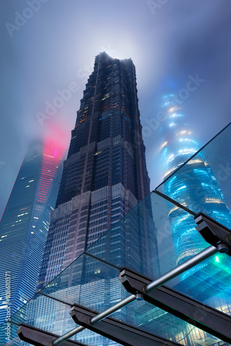 Canvas Print Jin Mao, Shanghai Tower and Shanghai World Financial Center at Lujiazui