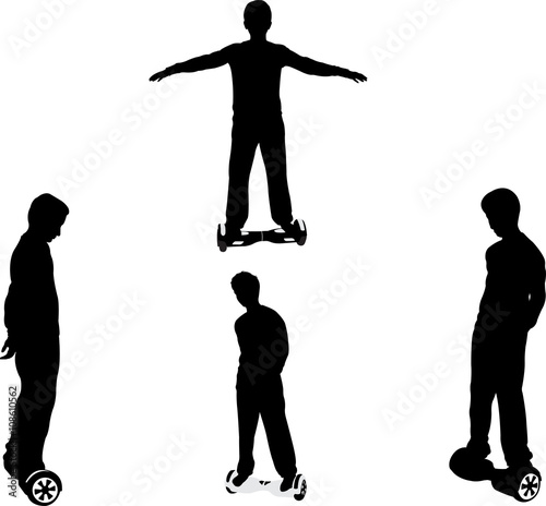 Boy on his hoverboard - vector