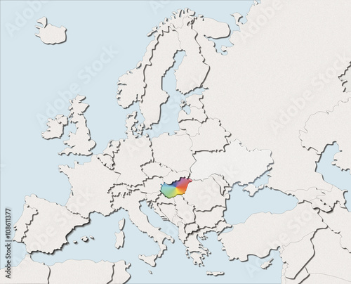 Mappa EU bianca e colore Hungary