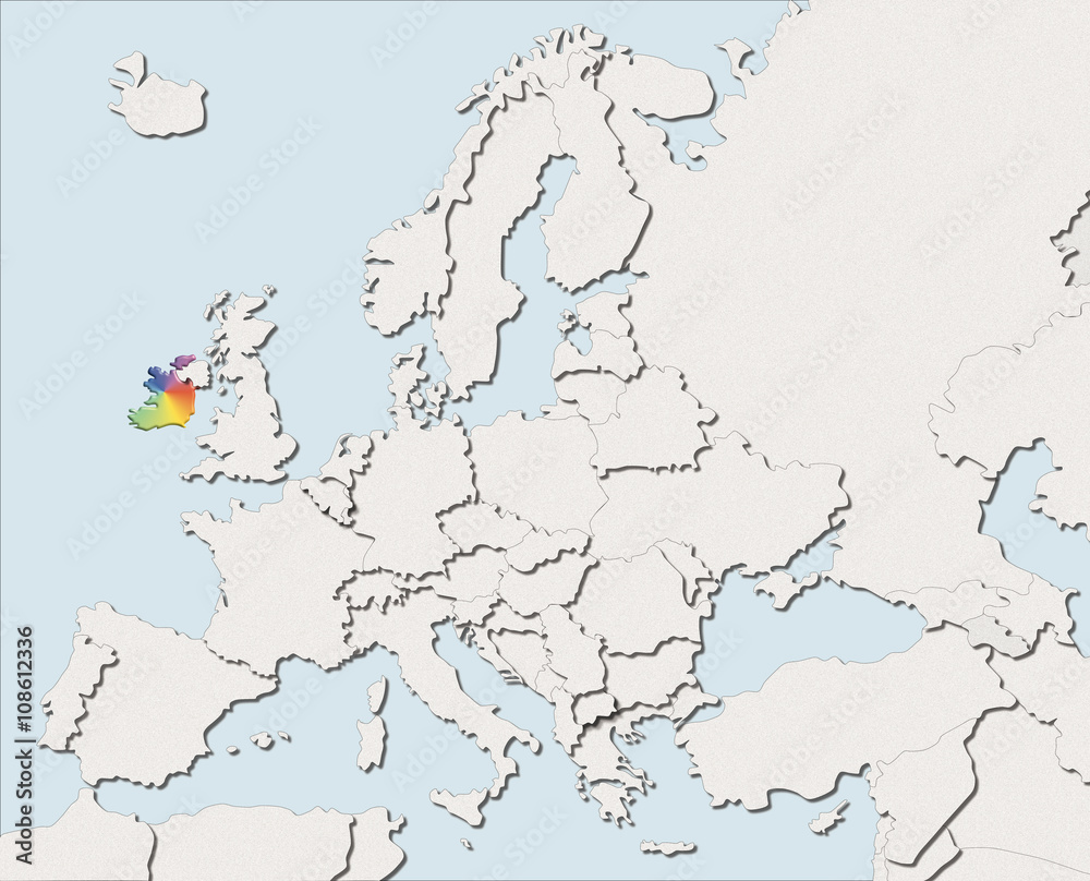 Fototapeta premium Mappa EU bianca e colore Ireland