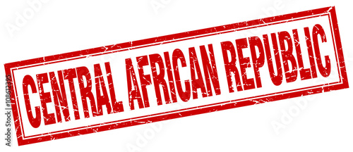 Central African Republic red square grunge stamp on white