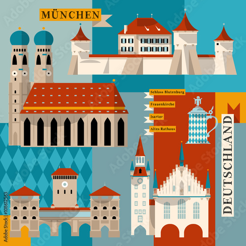 Sights of Munich. Bavaria, Germany, Europe.