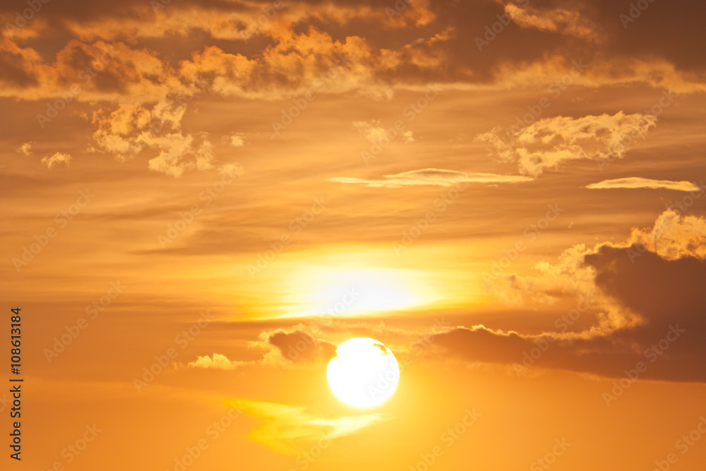 Dramatic skyscape view of sunset on twilight cloudscape Dramatic skyscape view of sunset on twilight cloudscape