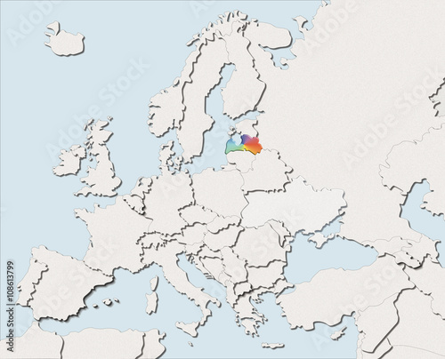 Mappa EU bianca e colore Latvia