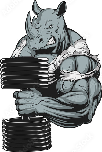 Ferocious strong rhinoceros